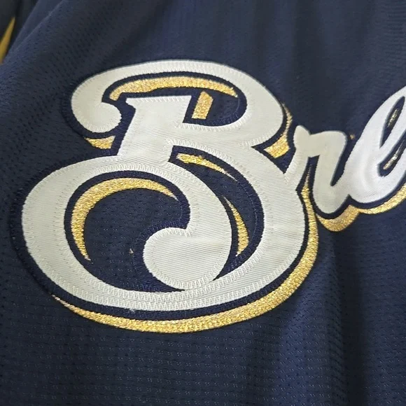 Milwaukee Brewers Majestic Baseball Jacket Embroidered Windbreaker Blue Size XL - Picture 4 of 11